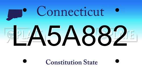 LA5A882 Connecticut License Plate