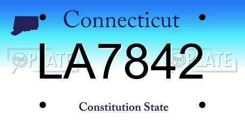 LA7842 Connecticut License Plate