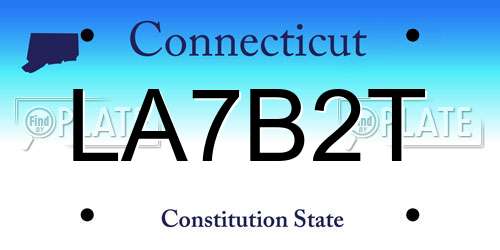 LA7B2T Connecticut License Plate