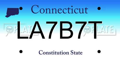 LA7B7T Connecticut License Plate