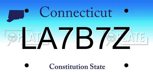 LA7B7Z Connecticut License Plate