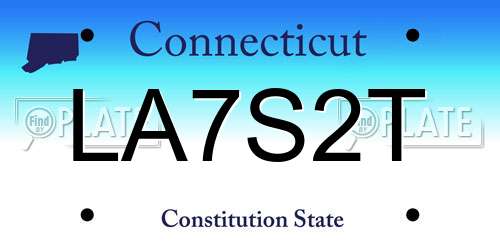 LA7S2T Connecticut License Plate