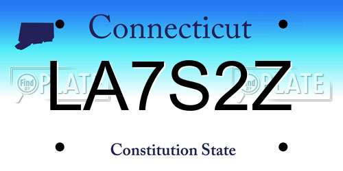 LA7S2Z Connecticut License Plate