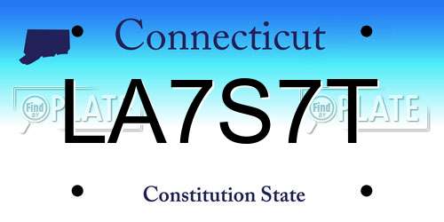 LA7S7T Connecticut License Plate
