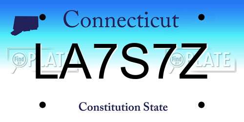 LA7S7Z Connecticut License Plate