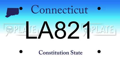 LA821 Connecticut License Plate