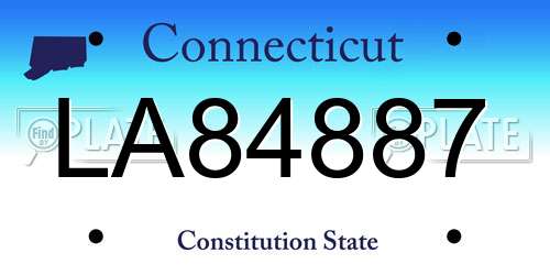 LA84887 Connecticut License Plate