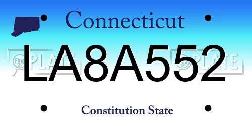 LA8A552 Connecticut License Plate
