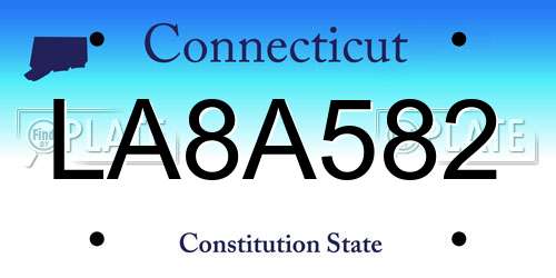 LA8A582 Connecticut License Plate