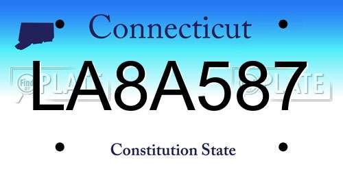 LA8A587 Connecticut License Plate
