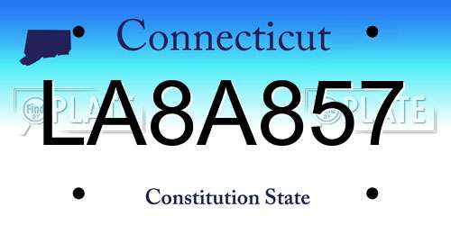 LA8A857 Connecticut License Plate