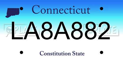 LA8A882 Connecticut License Plate