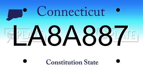 LA8A887 Connecticut License Plate