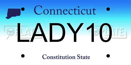 LADY10 Connecticut License Plate