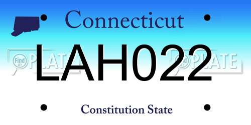 LAH022 Connecticut License Plate