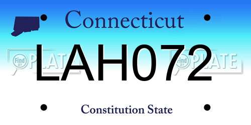 LAH072 Connecticut License Plate