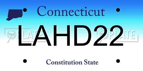 LAHD22 Connecticut License Plate