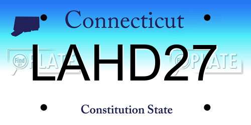 LAHD27 Connecticut License Plate