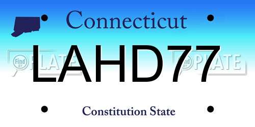 LAHD77 Connecticut License Plate