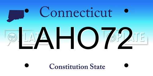 LAHO72 Connecticut License Plate
