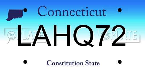 LAHQ72 Connecticut License Plate