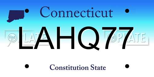 LAHQ77 Connecticut License Plate