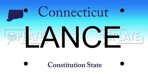 LANCE Connecticut License Plate