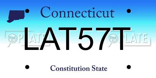 LAT57T Connecticut License Plate