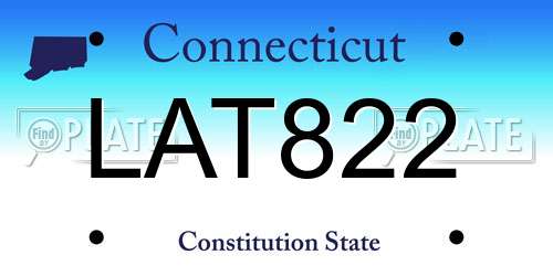 LAT822 Connecticut License Plate