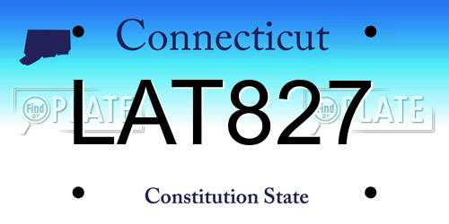 LAT827 Connecticut License Plate