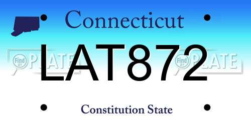 LAT872 Connecticut License Plate