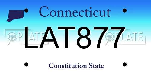 LAT877 Connecticut License Plate