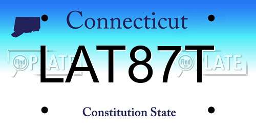 LAT87T Connecticut License Plate