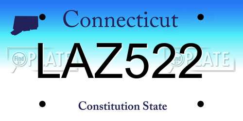 LAZ522 Connecticut License Plate