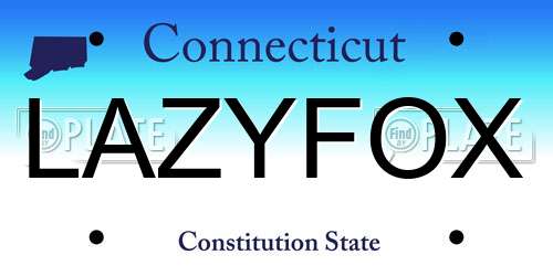LAZYFOX Connecticut License Plate