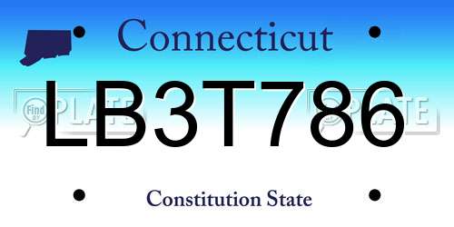 LB3T786 Connecticut License Plate