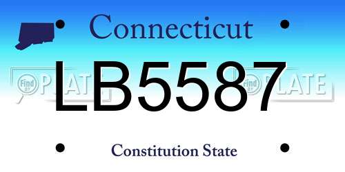 LB5587 Connecticut License Plate