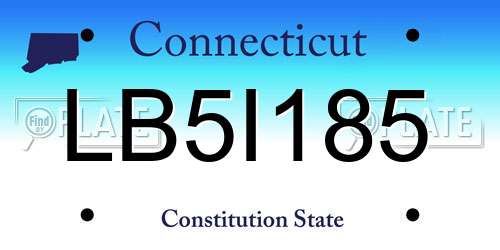 LB5I185 Connecticut License Plate