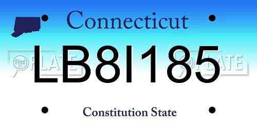 LB8I185 Connecticut License Plate