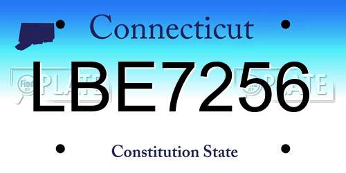LBE7256 Connecticut License Plate