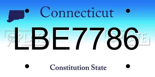 LBE7786 Connecticut License Plate