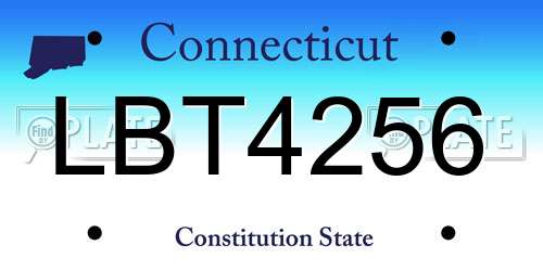 LBT4256 Connecticut License Plate