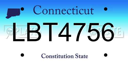 LBT4756 Connecticut License Plate