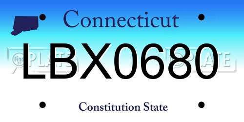 LBX0680 Connecticut License Plate