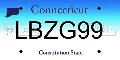LBZG99 Connecticut License Plate