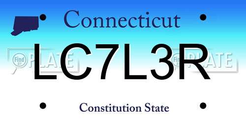 LC7L3R Connecticut License Plate