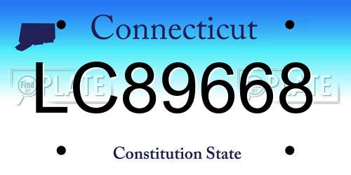 LC89668 Connecticut License Plate