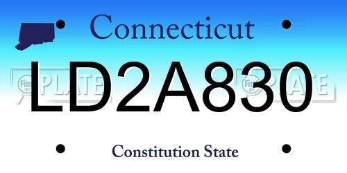 LD2A830 Connecticut License Plate
