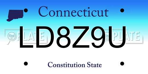 LD8Z9U Connecticut License Plate