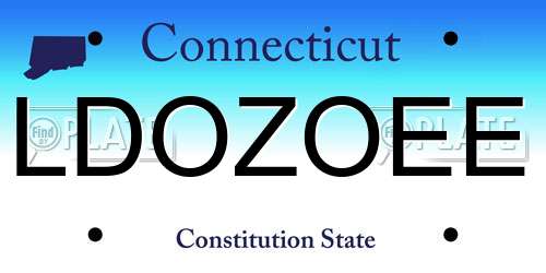 LDOZOEE Connecticut License Plate